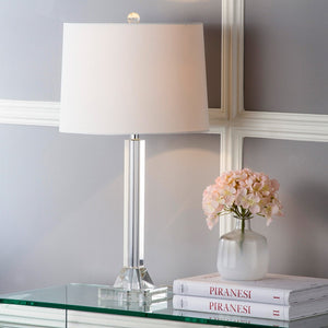 Safavieh TYRONE Crystal Column Lamp - Elegant Clear Base with Cream Shade for Timeless Home Illumination LIT4116A-SET2