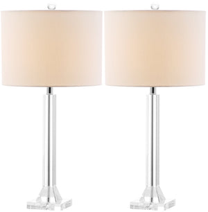 Safavieh TYRONE Crystal Column Lamp - Elegant Clear Base with Cream Shade for Timeless Home Illumination LIT4116A-SET2