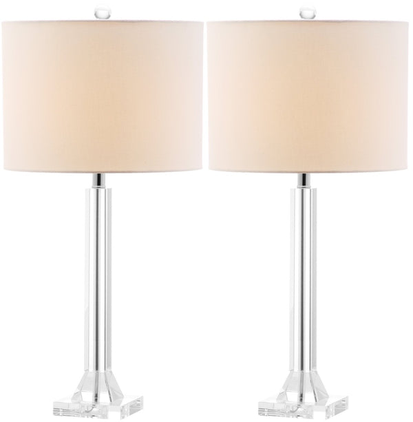 Safavieh TYRONE Crystal Column Lamp - Elegant Clear Base with Cream Shade for Timeless Home Illumination LIT4116A-SET2