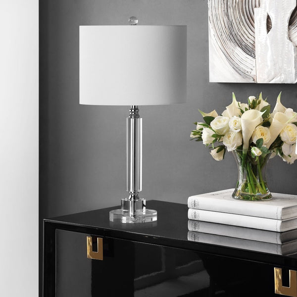 Safavieh DECO Column Crystal Table Lamp Set of 2, 24.5-Inch Elegant Lighting for Modern & Classic Décor LIT4117A-SET2