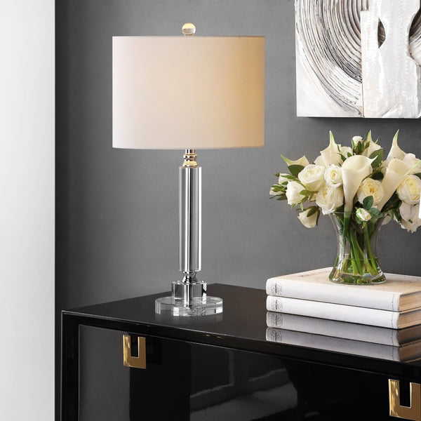 Safavieh DECO Column Crystal Table Lamp Set of 2, 24.5-Inch Elegant Lighting for Modern & Classic Décor LIT4117A-SET2
