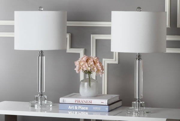 Safavieh DECO Column Crystal Table Lamp Set of 2, 24.5-Inch Elegant Lighting for Modern & Classic Décor LIT4117A-SET2