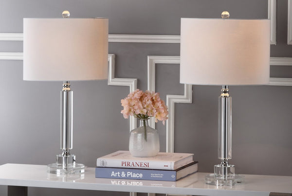 Safavieh DECO Column Crystal Table Lamp Set of 2, 24.5-Inch Elegant Lighting for Modern & Classic Décor LIT4117A-SET2