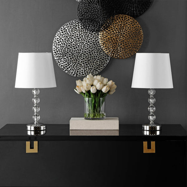 Safavieh NOLA, Elegant Crystal Table Lamp Set of 2 – Refined Illumination for Modern & Traditional Spaces Clear / White LIT4123C-SET2