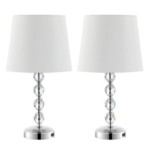 Safavieh NOLA, Elegant Crystal Table Lamp Set of 2 – Refined Illumination for Modern & Traditional Spaces Clear / White LIT4123C-SET2