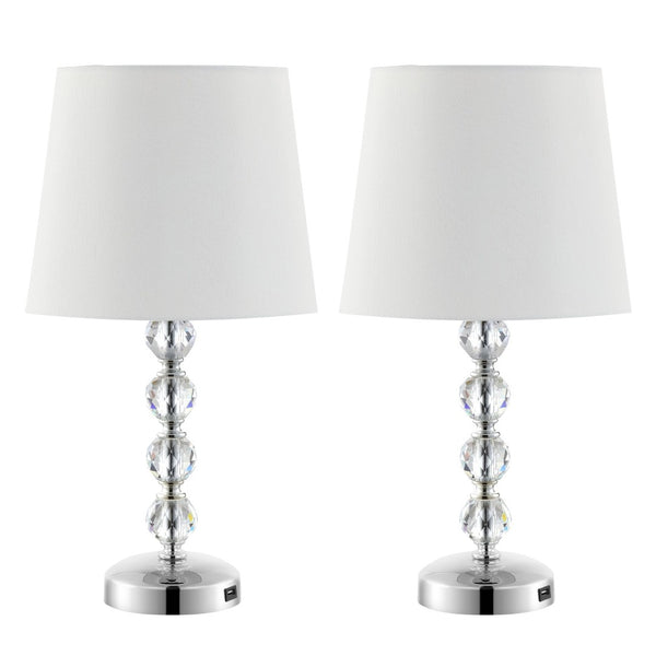 Safavieh NOLA, Elegant Crystal Table Lamp Set of 2 – Refined Illumination for Modern & Traditional Spaces Clear / White LIT4123C-SET2