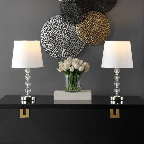 Safavieh NOLA, Elegant Crystal Table Lamp Set of 2 – Refined Illumination for Modern & Traditional Spaces Clear / White LIT4123C-SET2