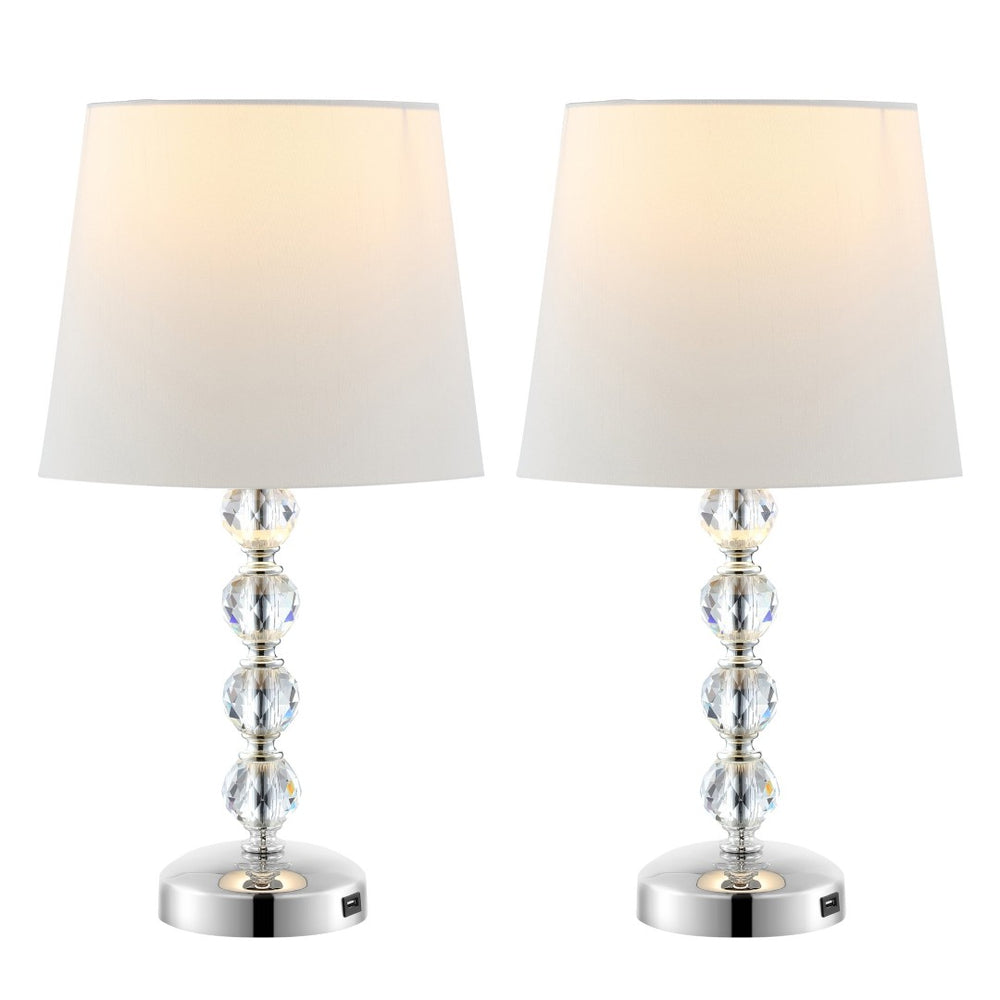Safavieh NOLA, Elegant Crystal Table Lamp Set of 2 – Refined Illumination for Modern & Traditional Spaces Clear / White LIT4123C-SET2