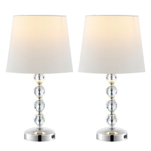Safavieh NOLA, Elegant Crystal Table Lamp Set of 2 – Refined Illumination for Modern & Traditional Spaces Clear / White LIT4123C-SET2