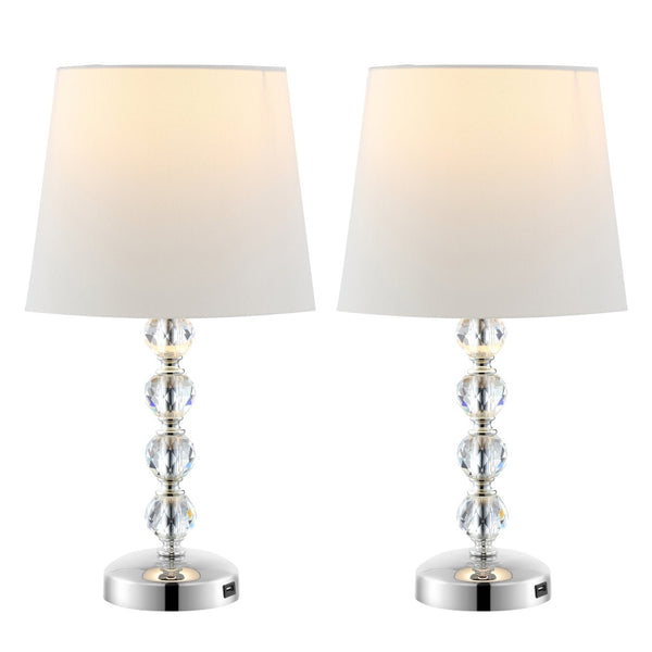 Safavieh NOLA, Elegant Crystal Table Lamp Set of 2 – Refined Illumination for Modern & Traditional Spaces Clear / White LIT4123C-SET2