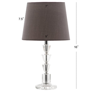 Safavieh HARLOW Tiered Crystal Table Lamp with Bold Orange Shade for Modern Elegance in Any Room Decor Clear / Grey LIT4125B-SET2