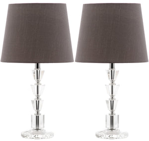 Safavieh HARLOW Tiered Crystal Table Lamp with Bold Orange Shade for Modern Elegance in Any Room Decor Clear / Grey LIT4125B-SET2