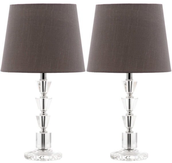 Safavieh HARLOW Tiered Crystal Table Lamp with Bold Orange Shade for Modern Elegance in Any Room Decor Clear / Grey LIT4125B-SET2