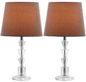 Safavieh HARLOW Tiered Crystal Table Lamp with Bold Orange Shade for Modern Elegance in Any Room Decor Clear / Grey LIT4125B-SET2