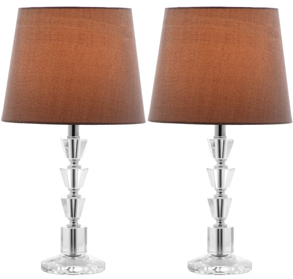 Safavieh HARLOW Tiered Crystal Table Lamp with Bold Orange Shade for Modern Elegance in Any Room Decor Clear / Grey LIT4125B-SET2