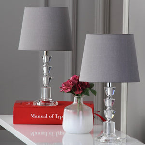 Safavieh HARLOW Tiered Crystal Table Lamp with Bold Orange Shade for Modern Elegance in Any Room Decor Clear / Grey LIT4125B-SET2