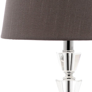 Safavieh HARLOW Tiered Crystal Table Lamp with Bold Orange Shade for Modern Elegance in Any Room Decor Clear / Grey LIT4125B-SET2
