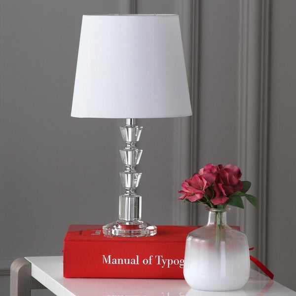 Safavieh HARLOW Tiered Crystal Table Lamp with Bold Orange Shade for Modern Elegance in Any Room Decor Clear / White LIT4125C-SET2