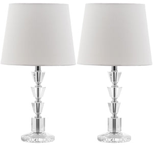 Safavieh HARLOW Tiered Crystal Table Lamp with Bold Orange Shade for Modern Elegance in Any Room Decor Clear / White LIT4125C-SET2