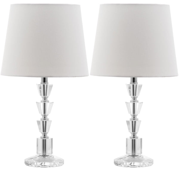 Safavieh HARLOW Tiered Crystal Table Lamp with Bold Orange Shade for Modern Elegance in Any Room Decor Clear / White LIT4125C-SET2