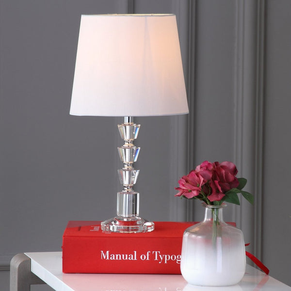 Safavieh HARLOW Tiered Crystal Table Lamp with Bold Orange Shade for Modern Elegance in Any Room Decor Clear / White LIT4125C-SET2