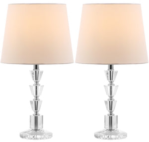 Safavieh HARLOW Tiered Crystal Table Lamp with Bold Orange Shade for Modern Elegance in Any Room Decor Clear / White LIT4125C-SET2