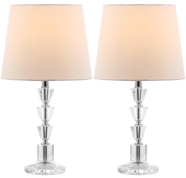 Safavieh HARLOW Tiered Crystal Table Lamp with Bold Orange Shade for Modern Elegance in Any Room Decor Clear / White LIT4125C-SET2