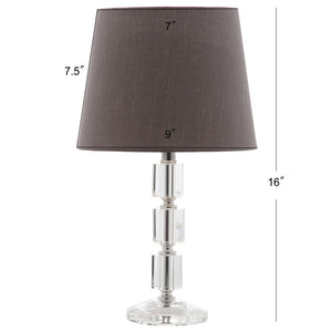 Safavieh ERIN Crystal Cube Lamp - Timeless Elegance with Modern Clarity for Home and Office Décor Clear / Grey LIT4126B-SET2