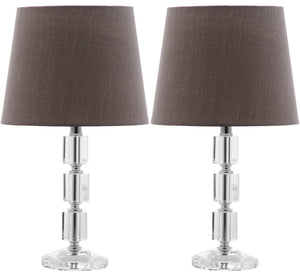 Safavieh ERIN Crystal Cube Lamp - Timeless Elegance with Modern Clarity for Home and Office Décor Clear / Grey LIT4126B-SET2