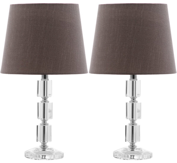 Safavieh ERIN Crystal Cube Lamp - Timeless Elegance with Modern Clarity for Home and Office Décor Clear / Grey LIT4126B-SET2