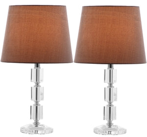 Safavieh ERIN Crystal Cube Lamp - Timeless Elegance with Modern Clarity for Home and Office Décor Clear / Grey LIT4126B-SET2