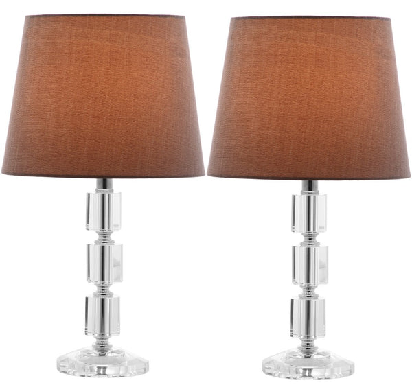 Safavieh ERIN Crystal Cube Lamp - Timeless Elegance with Modern Clarity for Home and Office Décor Clear / Grey LIT4126B-SET2