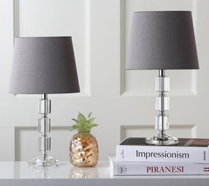 Safavieh ERIN Crystal Cube Lamp - Timeless Elegance with Modern Clarity for Home and Office Décor Clear / Grey LIT4126B-SET2