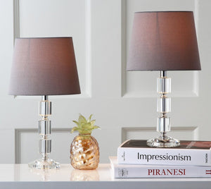 Safavieh ERIN Crystal Cube Lamp - Timeless Elegance with Modern Clarity for Home and Office Décor Clear / Grey LIT4126B-SET2