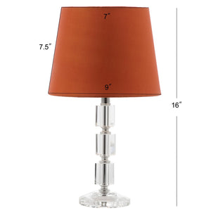 Safavieh ERIN Crystal Cube Lamp - Timeless Elegance with Modern Clarity for Home and Office Décor Clear / Orange LIT4126D-SET2