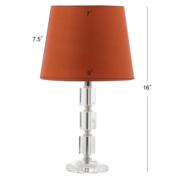 Safavieh ERIN Crystal Cube Lamp - Timeless Elegance with Modern Clarity for Home and Office Décor Clear / Orange LIT4126D-SET2