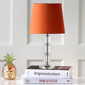 Safavieh ERIN Crystal Cube Lamp - Timeless Elegance with Modern Clarity for Home and Office Décor Clear / Orange LIT4126D-SET2