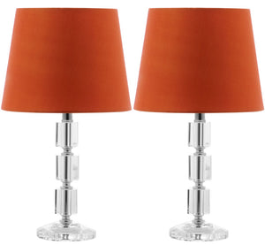 Safavieh ERIN Crystal Cube Lamp - Timeless Elegance with Modern Clarity for Home and Office Décor Clear / Orange LIT4126D-SET2