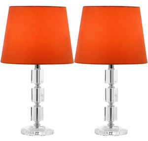 Safavieh ERIN Crystal Cube Lamp - Timeless Elegance with Modern Clarity for Home and Office Décor Clear / Orange LIT4126D-SET2