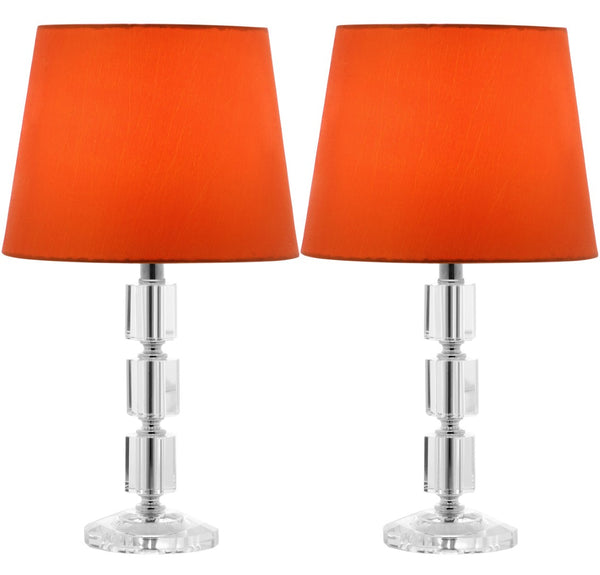 Safavieh ERIN Crystal Cube Lamp - Timeless Elegance with Modern Clarity for Home and Office Décor Clear / Orange LIT4126D-SET2