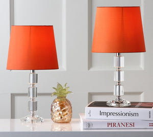 Safavieh ERIN Crystal Cube Lamp - Timeless Elegance with Modern Clarity for Home and Office Décor Clear / Orange LIT4126D-SET2