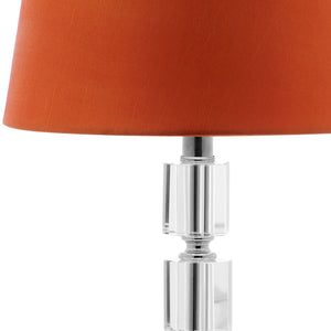 Safavieh ERIN Crystal Cube Lamp - Timeless Elegance with Modern Clarity for Home and Office Décor Clear / Orange LIT4126D-SET2