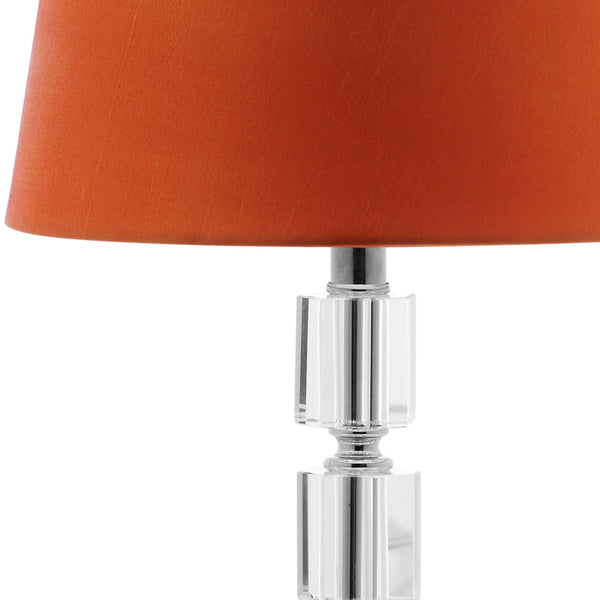 Safavieh ERIN Crystal Cube Lamp - Timeless Elegance with Modern Clarity for Home and Office Décor Clear / Orange LIT4126D-SET2