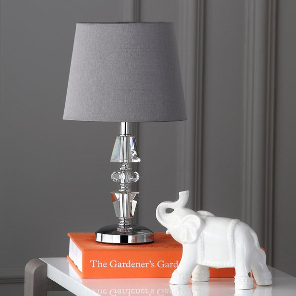 Safavieh CRESCENDO Tiered Crystal Table Lamp Set of 2 - Elegant Lighting for Modern and Classic Interiors Clear / Grey LIT4127B-SET2