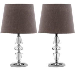 Safavieh CRESCENDO Tiered Crystal Table Lamp Set of 2 - Elegant Lighting for Modern and Classic Interiors Clear / Grey LIT4127B-SET2