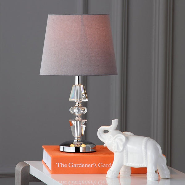 Safavieh CRESCENDO Tiered Crystal Table Lamp Set of 2 - Elegant Lighting for Modern and Classic Interiors Clear / Grey LIT4127B-SET2