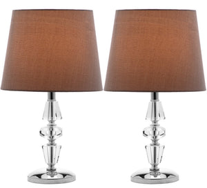 Safavieh CRESCENDO Tiered Crystal Table Lamp Set of 2 - Elegant Lighting for Modern and Classic Interiors Clear / Grey LIT4127B-SET2