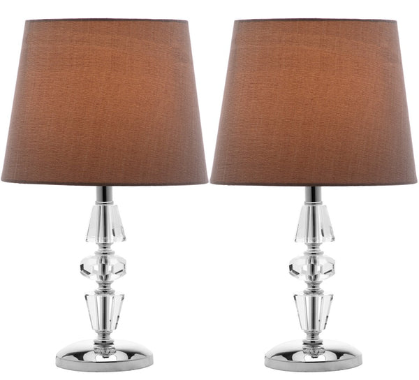 Safavieh CRESCENDO Tiered Crystal Table Lamp Set of 2 - Elegant Lighting for Modern and Classic Interiors Clear / Grey LIT4127B-SET2