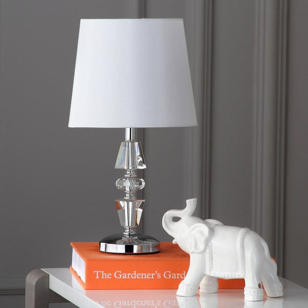 Safavieh CRESCENDO Tiered Crystal Table Lamp Set of 2 - Elegant Lighting for Modern and Classic Interiors Clear / White LIT4127C-SET2