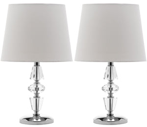 Safavieh CRESCENDO Tiered Crystal Table Lamp Set of 2 - Elegant Lighting for Modern and Classic Interiors Clear / White LIT4127C-SET2